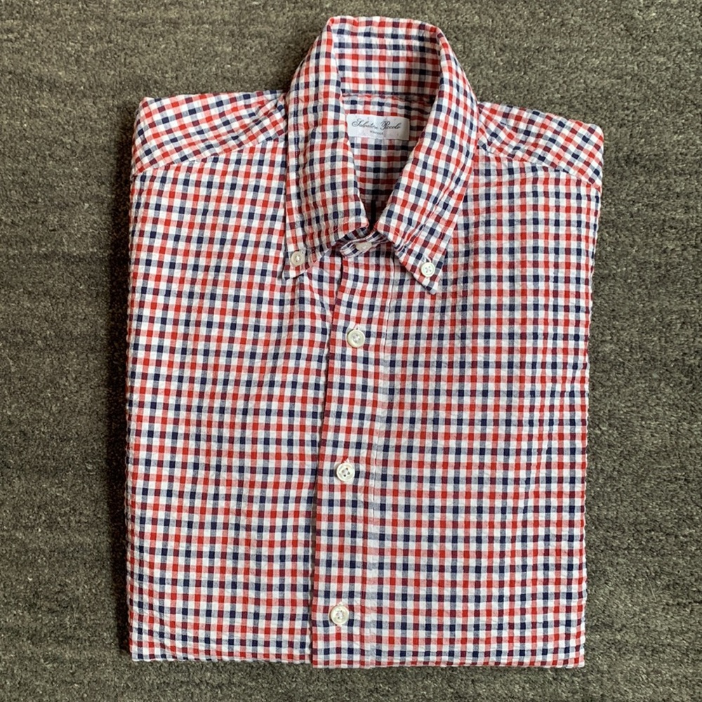 Salvatore Piccolo sear sucker button down.